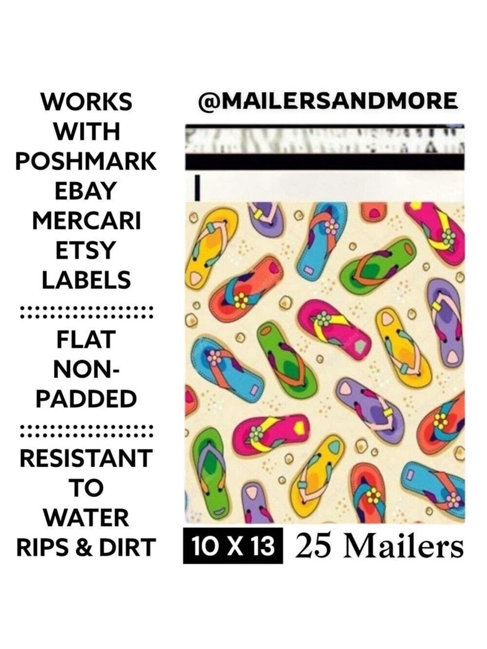 25 10X13 Poly Mailers Flip Flops Beach Shipping Envelopes Bags PRICE IS FIRM - Picture 2 of 6